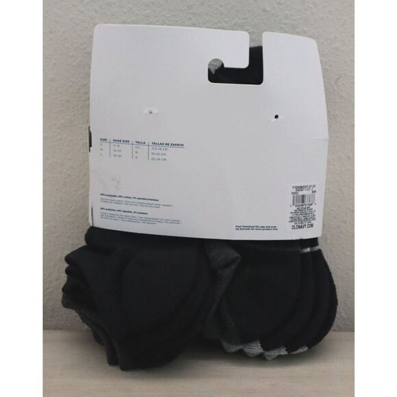 Old Navy 540911-01-1 Unisex Kids Sz M Black, Gray Go-Dry Ankle Socks, 7-Pack - Picture 2 of 7